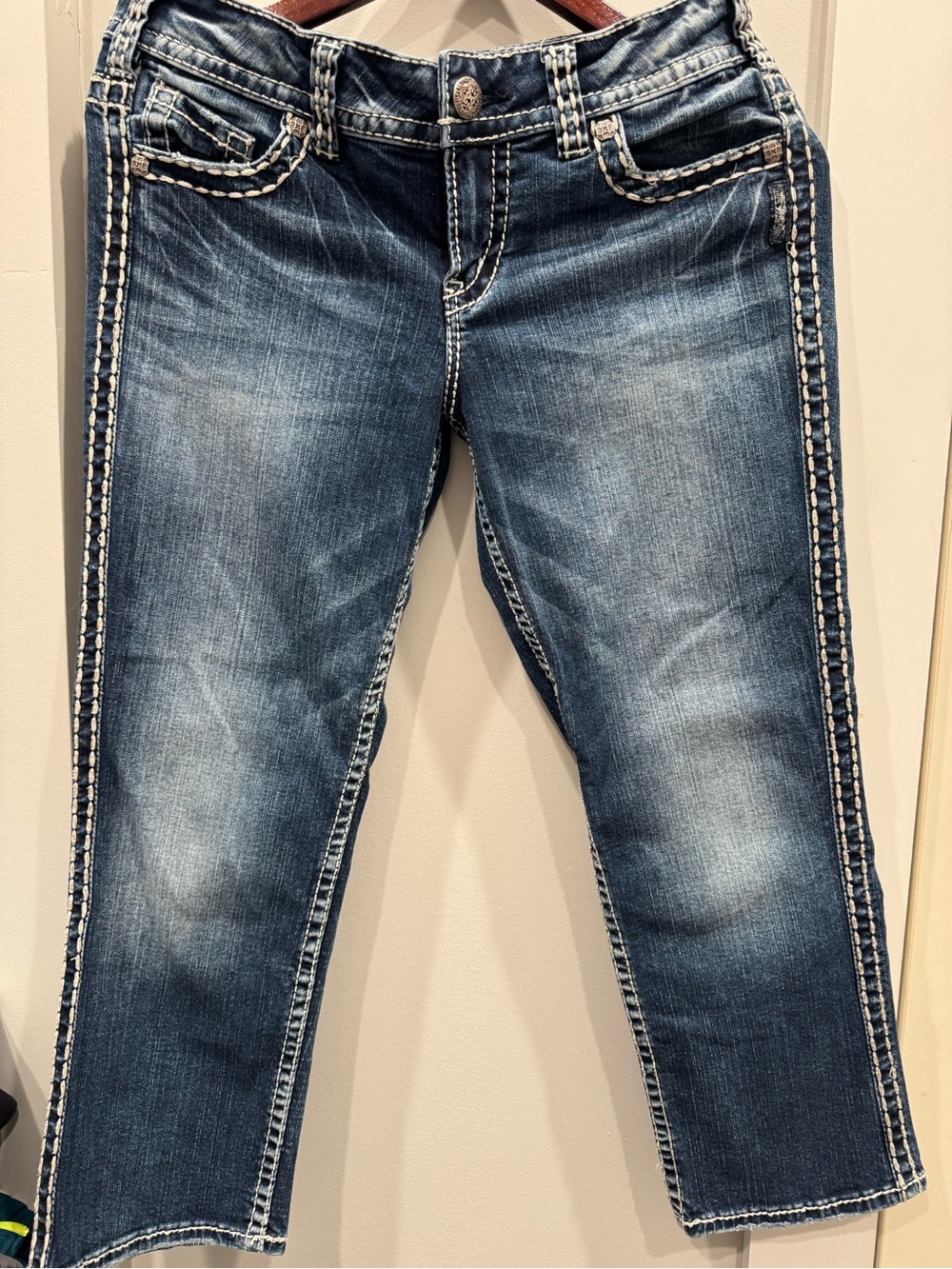 Silver Jeans Suki Surplus Capri Jeans W30 Y2K Western Embroidered